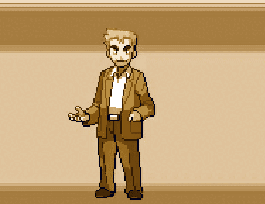 Gif from a pokemon game of Oak introducing a pokemon to the player, edited to have sepia colors.