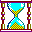 Red and blue hourglass.